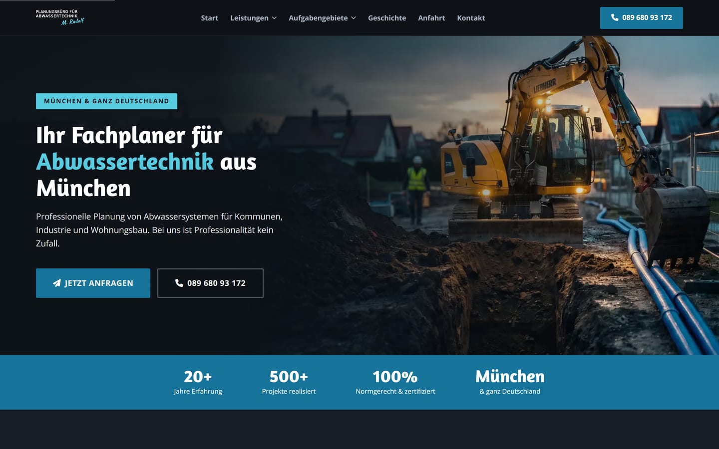 SeitenFlink Referenz – Planungsbüro für Abwassertechnik: Website für ein Ingenieurbüro aus München