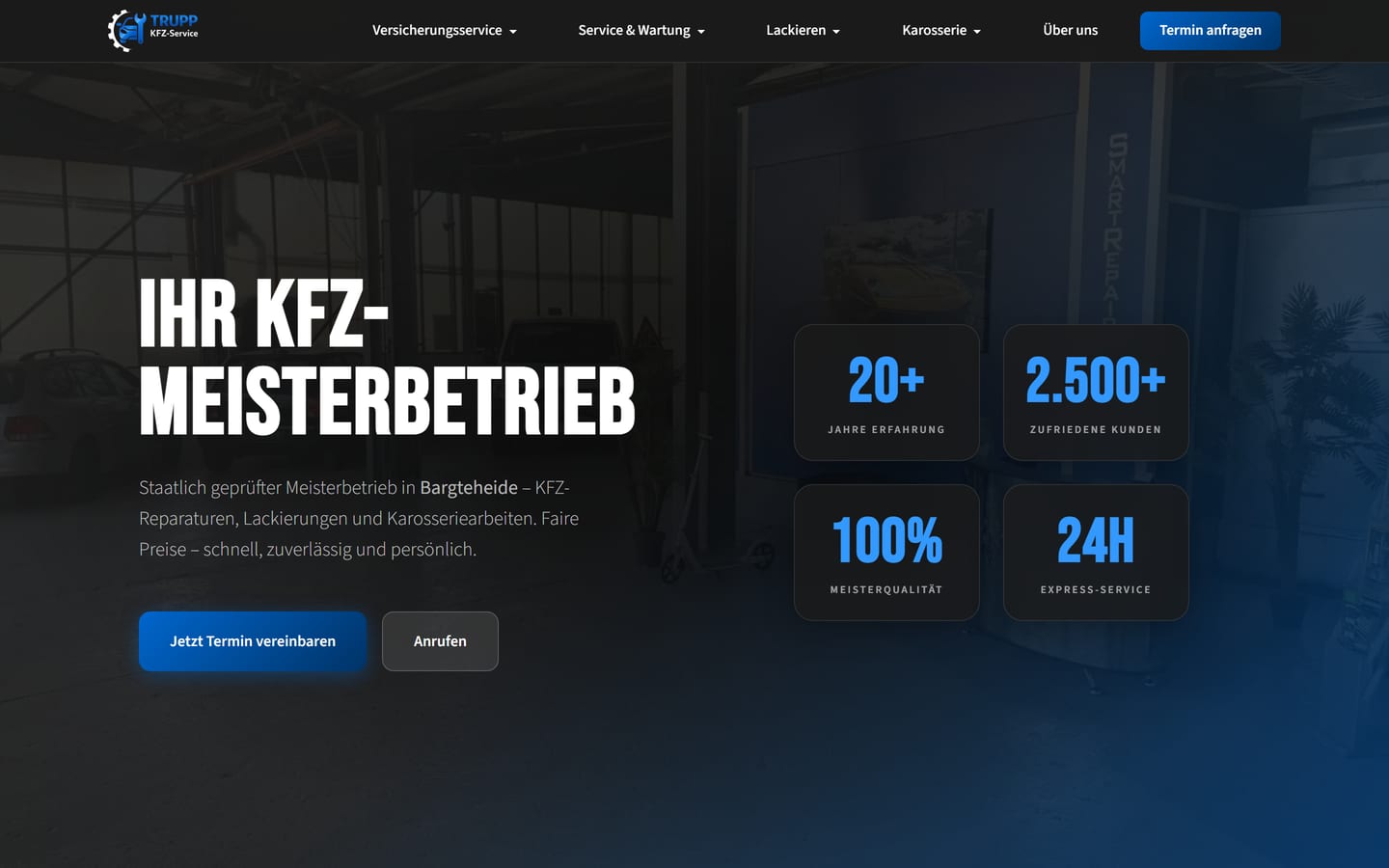 SeitenFlink Referenz – Trupp KFZ-Service: Website für einen KFZ-Meisterbetrieb in Bargteheide
